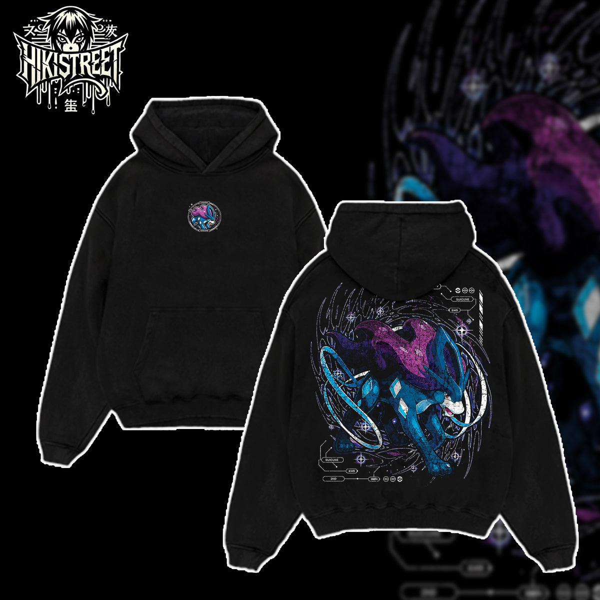 [HIKISTREET] Vintage Suicune Acid Washed T-Shirt, Pokemon Merch, Anime Washed Oversized Tee, Aesthetic Anime Streetwear Gift