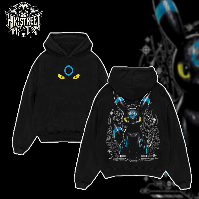 [HIKISTREET] Vintage Umbreon Acid Washed T-Shirt, Pokemon Merch, Anime Washed Oversized Tee, Aesthetic Anime Streetwear Gift