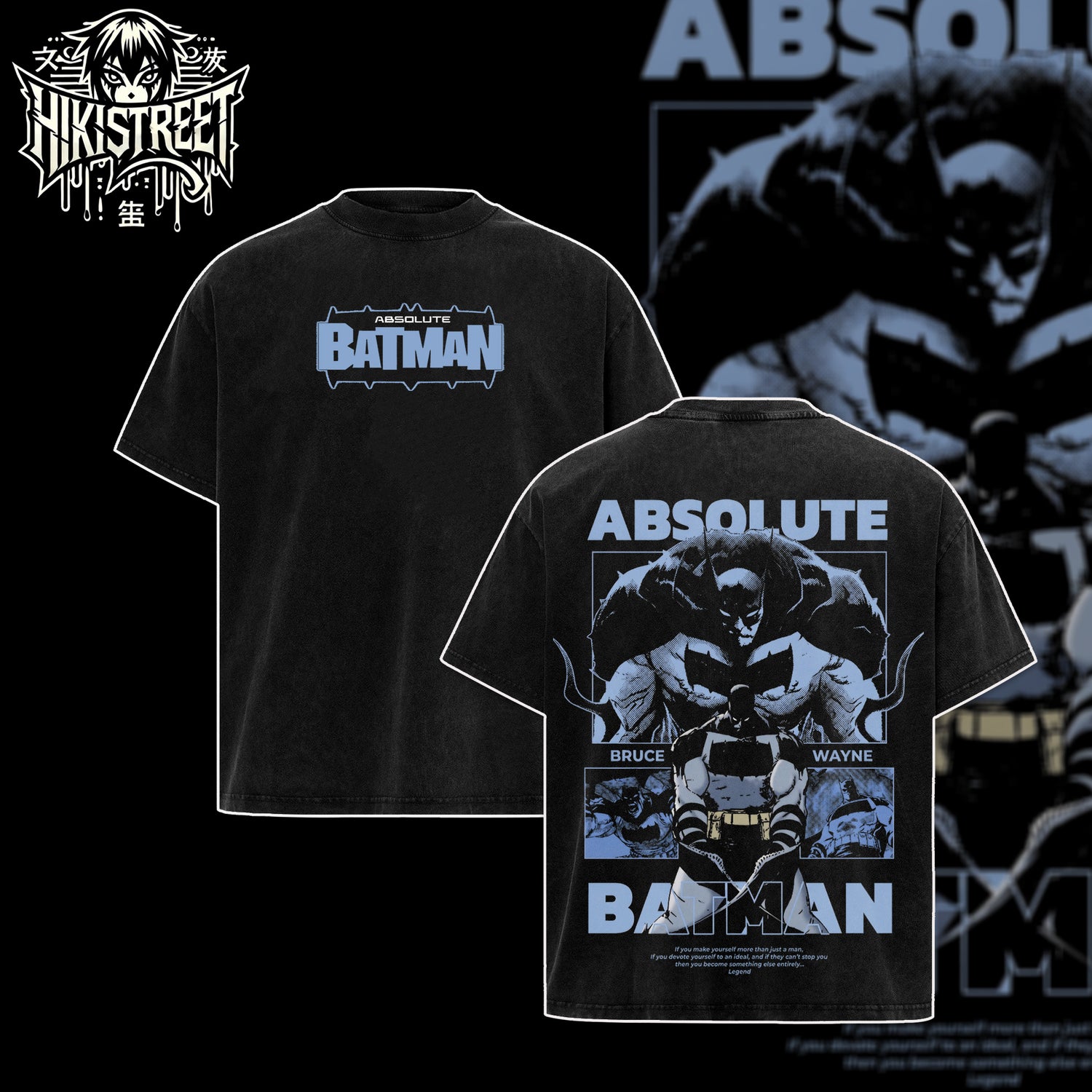 [HIKISTREET] Vintage Absolute Batman Acid Washed T-Shirt, DC Merch, Comics Washed Oversized Tee, Aesthetic Comics Streetwear Gift