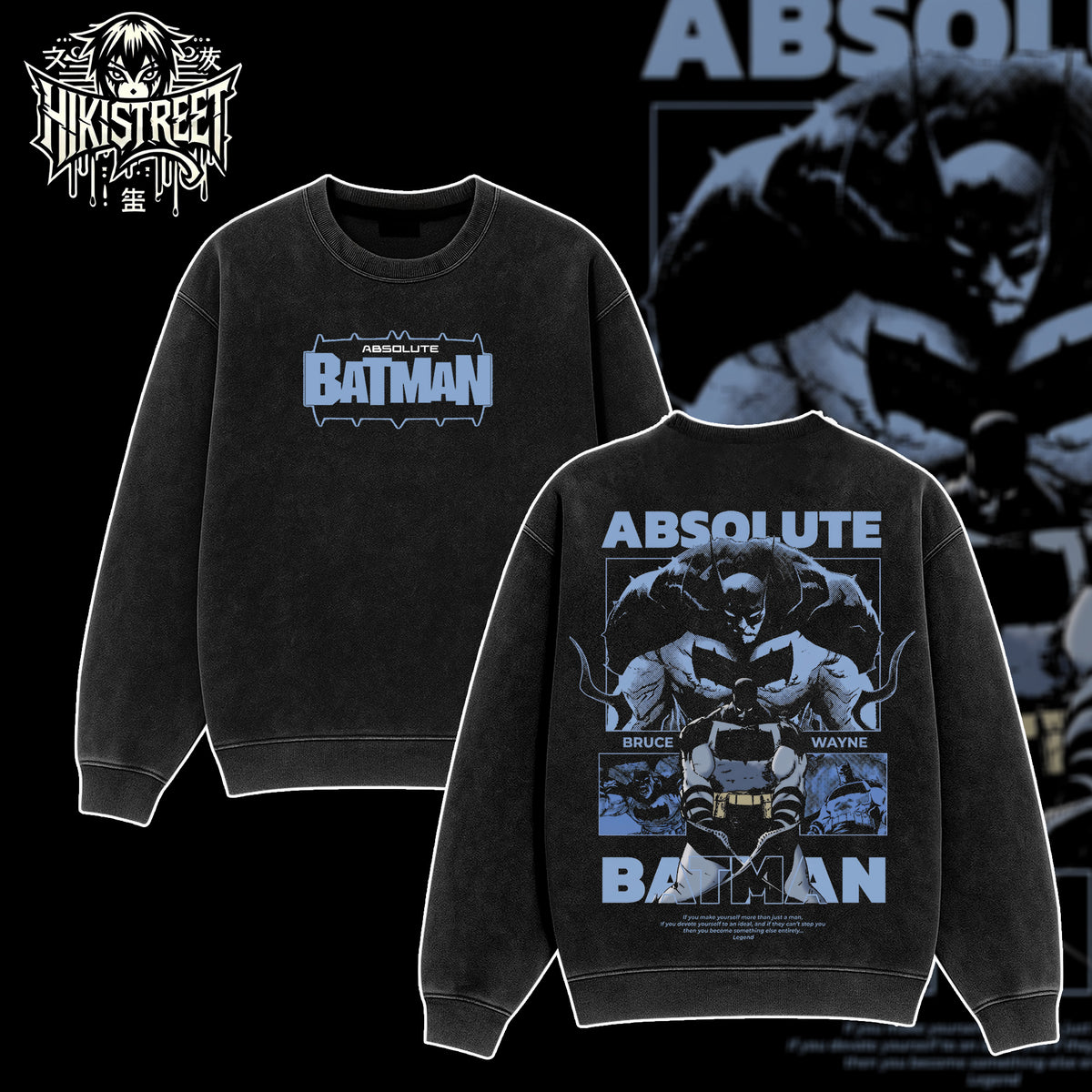 [HIKISTREET] Vintage Absolute Batman Acid Washed T-Shirt, DC Merch, Comics Washed Oversized Tee, Aesthetic Comics Streetwear Gift