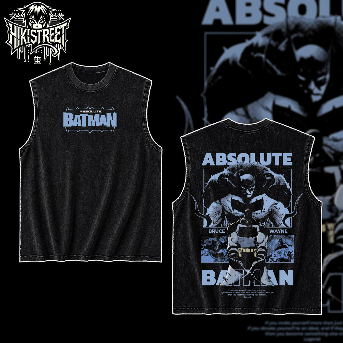 [HIKISTREET] Vintage Absolute Batman Acid Washed T-Shirt, DC Merch, Comics Washed Oversized Tee, Aesthetic Comics Streetwear Gift
