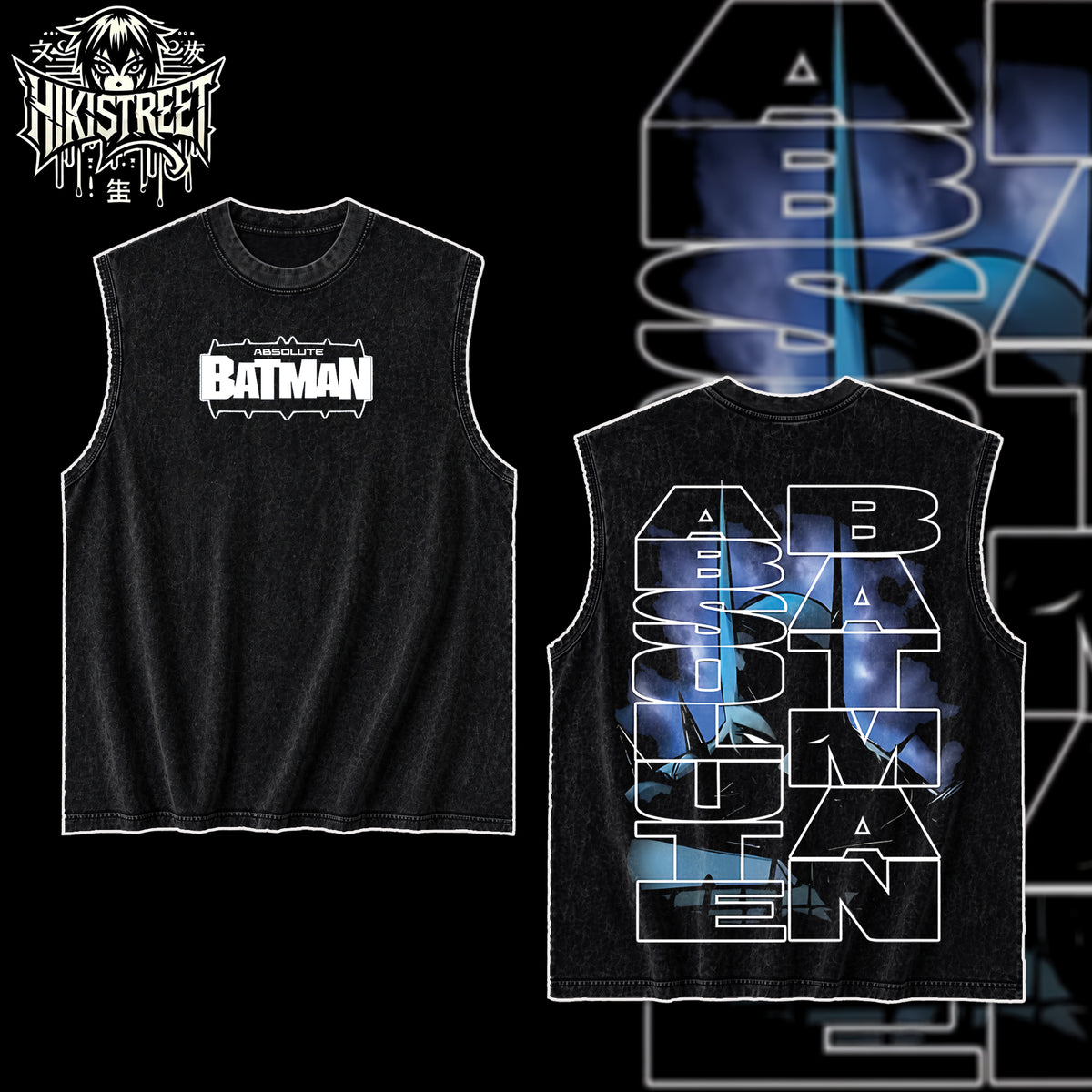 [HIKISTREET] Vintage Absolute Batman V2 Acid Washed T-Shirt, DC Merch, Comics Washed Oversized Tee, Aesthetic Comics Streetwear Gift