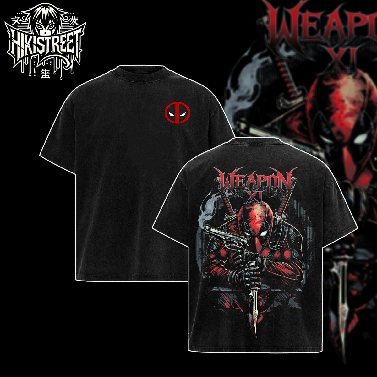 [HIKISTREET] Vintage Deadpool Acid Washed T-Shirt, MCU Merch, Comics Washed Oversized Tee, Aesthetic Comics Streetwear Gift
