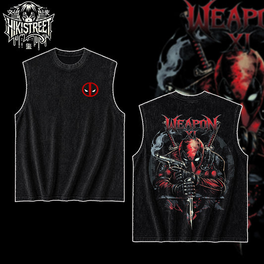 [HIKISTREET] Vintage Deadpool Acid Washed T-Shirt, MCU Merch, Comics Washed Oversized Tee, Aesthetic Comics Streetwear Gift