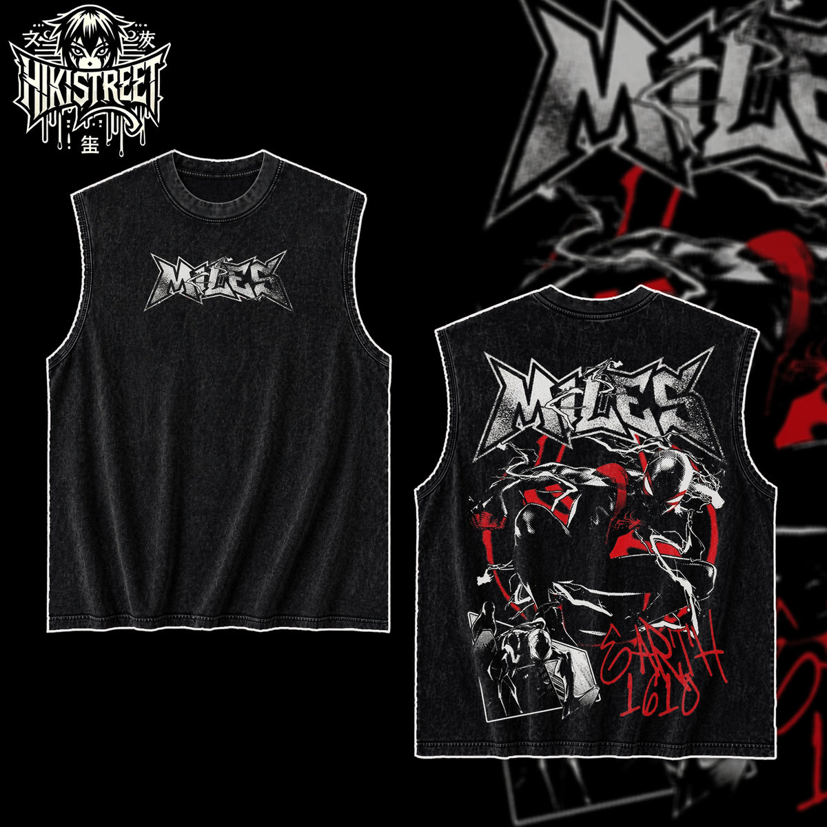 [HIKISTREET] Vintage Miles Morales Acid Washed T-Shirt, MCU Merch, Comics Washed Oversized Tee, Aesthetic Comics Streetwear Gift