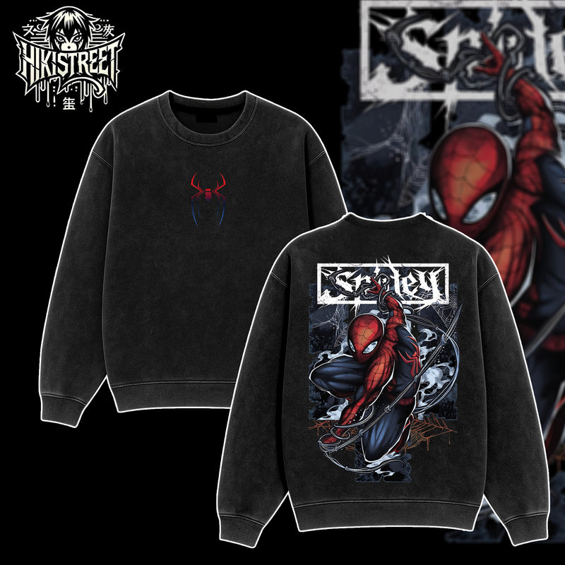 [HIKISTREET] Vintage Spider Man Acid Washed T-Shirt, MCU Merch, Comics Washed Oversized Tee, Aesthetic Comics Streetwear Gift