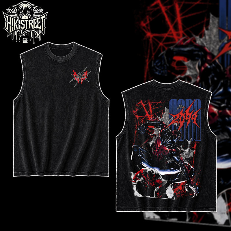 [HIKISTREET] Vintage Miguel O'hara Spider Man 2099 Acid Washed T-Shirt, MCU Merch, Comics Washed Oversized Tee, Aesthetic Comics Streetwear Gift