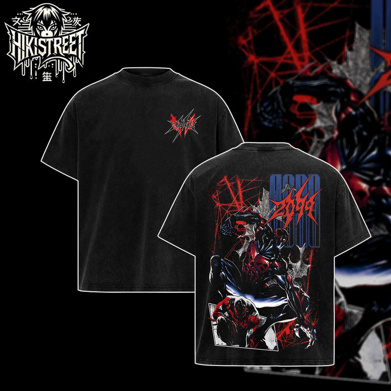 [HIKISTREET] Vintage Miguel O'hara Spider Man 2099 Acid Washed T-Shirt, MCU Merch, Comics Washed Oversized Tee, Aesthetic Comics Streetwear Gift