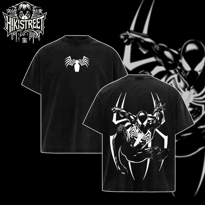 [HIKISTREET] Vintage Symbonite Spider Man V7 Acid Washed T-Shirt, MCU Merch, Comics Washed Oversized Tee, Aesthetic Comics Streetwear Gift