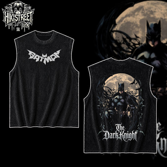 [HIKISTREET] Vintage Batman Acid Washed T-Shirt, DC Merch, Comics Washed Oversized Tee, Aesthetic Comics Streetwear Gift