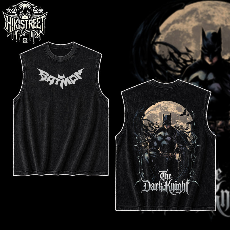 [HIKISTREET] Vintage Batman Acid Washed T-Shirt, DC Merch, Comics Washed Oversized Tee, Aesthetic Comics Streetwear Gift