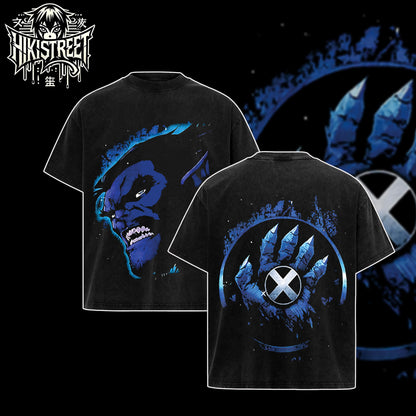 [HIKISTREET] Vintage Beast The X-Men Acid Washed T-Shirt, MCU Merch, Comics Washed Oversized Tee, Aesthetic Comics Streetwear Gift