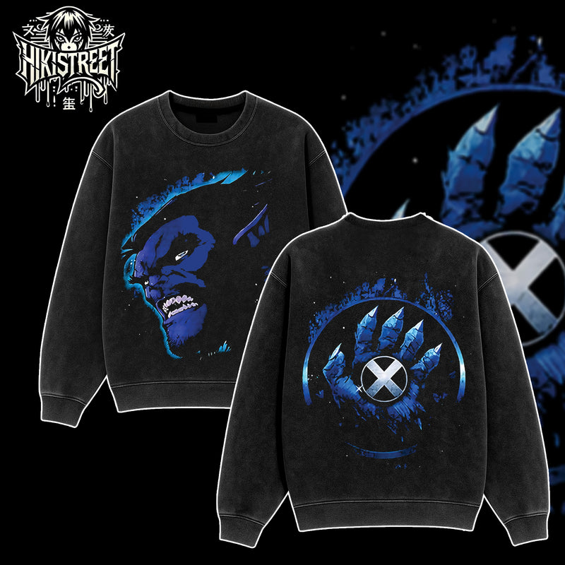 [HIKISTREET] Vintage Beast The X-Men Acid Washed T-Shirt, MCU Merch, Comics Washed Oversized Tee, Aesthetic Comics Streetwear Gift