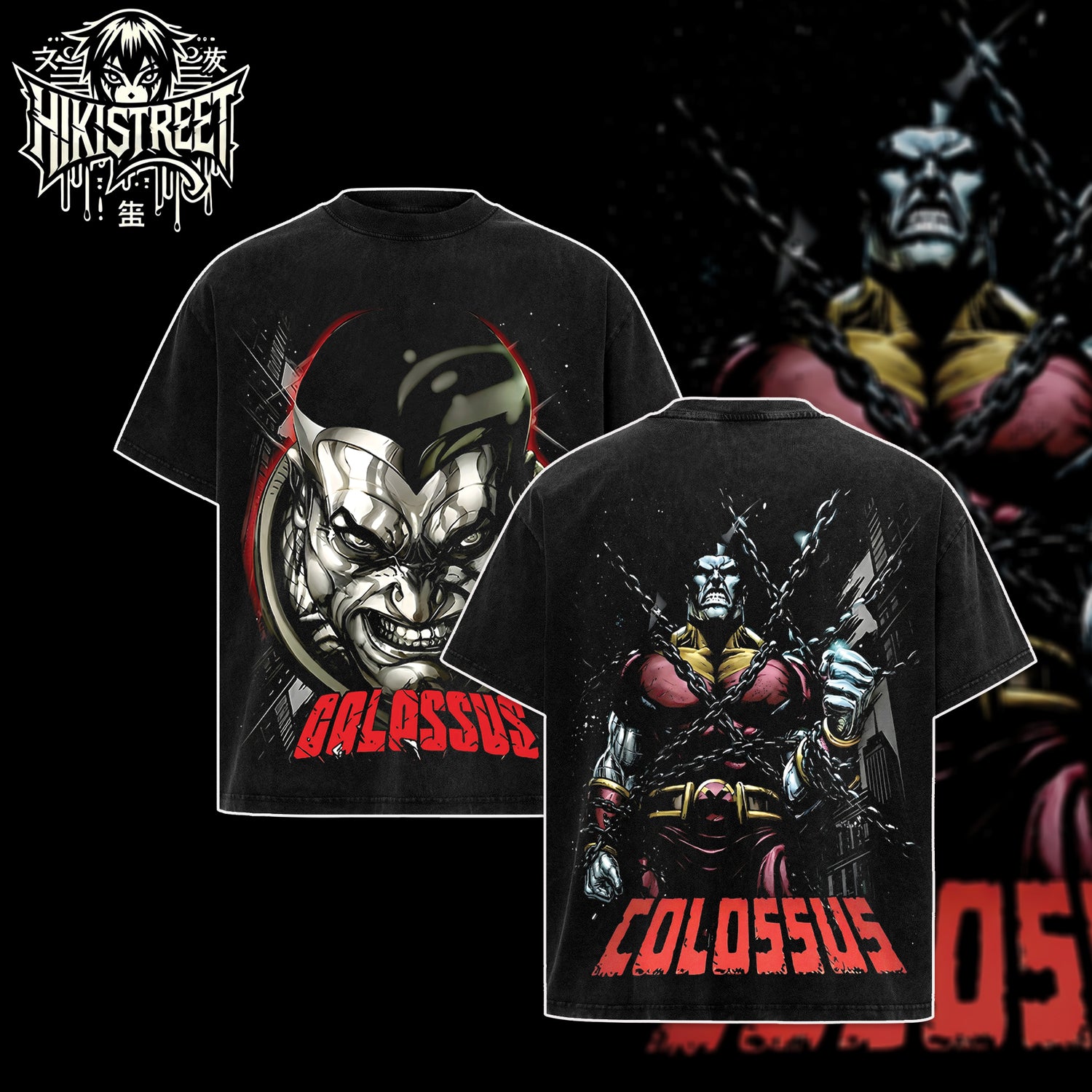 [HIKISTREET] Vintage Colossus The X-Men Acid Washed T-Shirt, MCU Merch, Comics Washed Oversized Tee, Aesthetic Comics Streetwear Gift