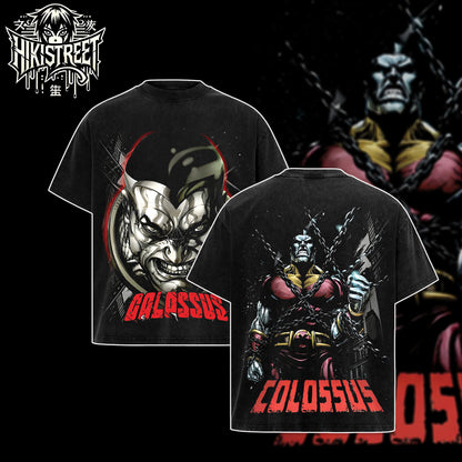 [HIKISTREET] Vintage Colossus The X-Men Acid Washed T-Shirt, MCU Merch, Comics Washed Oversized Tee, Aesthetic Comics Streetwear Gift