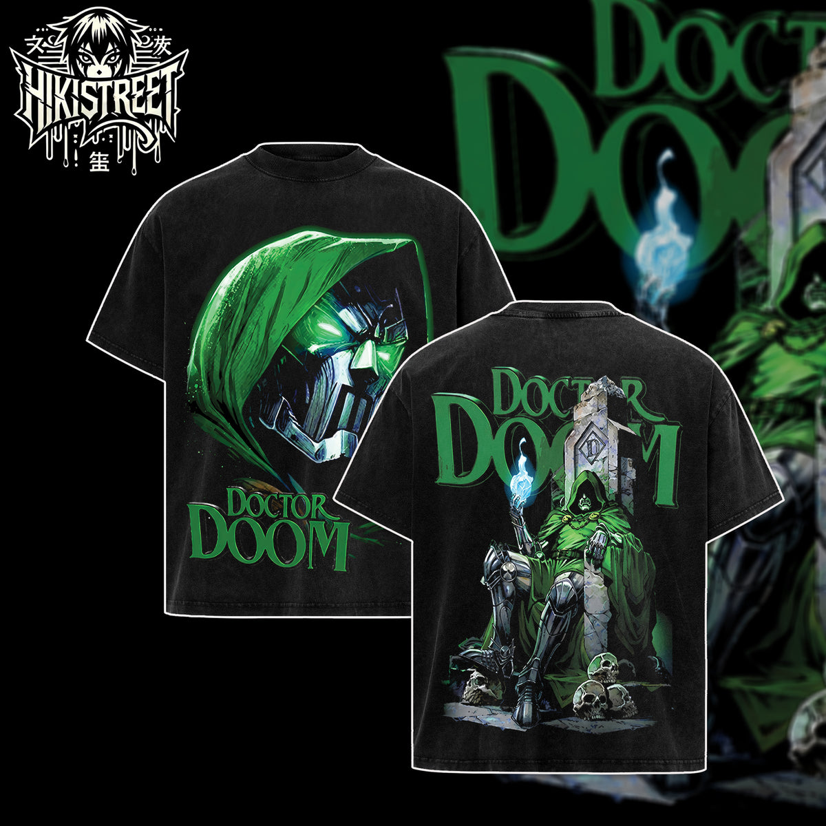 [HIKISTREET] Vintage Doctor Doom Acid Washed T-Shirt, MCU Merch, Comics Washed Oversized Tee, Aesthetic Comics Streetwear Gift