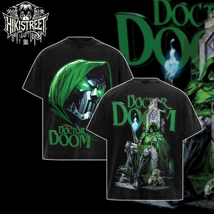 [HIKISTREET] Vintage Doctor Doom Acid Washed T-Shirt, MCU Merch, Comics Washed Oversized Tee, Aesthetic Comics Streetwear Gift