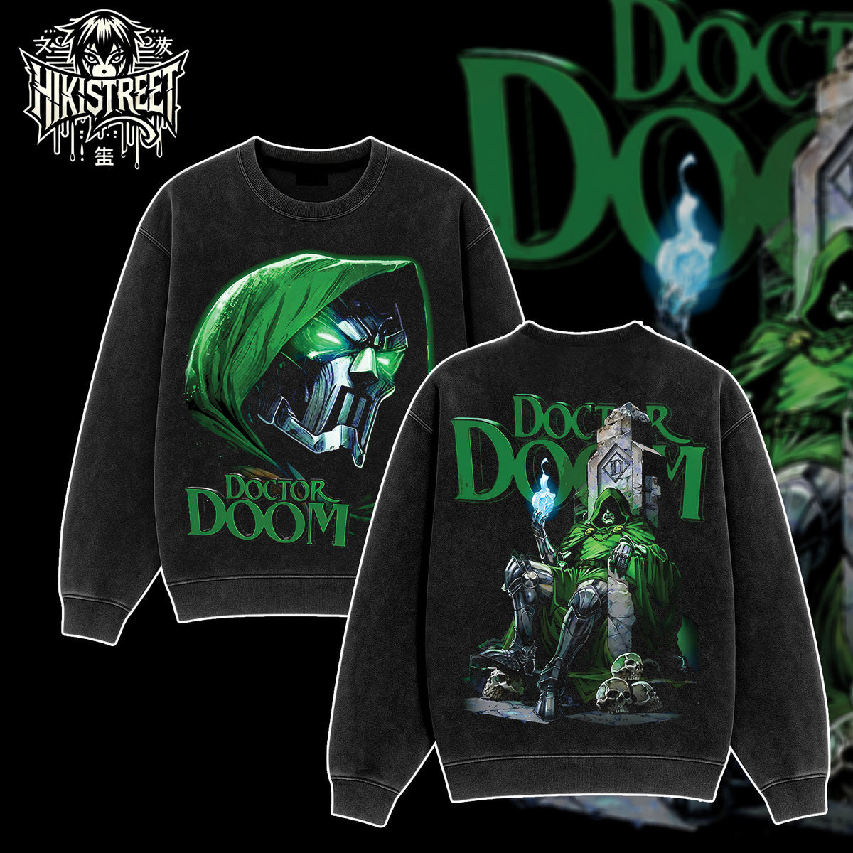 [HIKISTREET] Vintage Doctor Doom Acid Washed T-Shirt, MCU Merch, Comics Washed Oversized Tee, Aesthetic Comics Streetwear Gift
