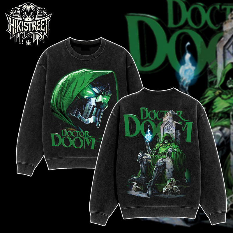 [HIKISTREET] Vintage Doctor Doom Acid Washed T-Shirt, MCU Merch, Comics Washed Oversized Tee, Aesthetic Comics Streetwear Gift
