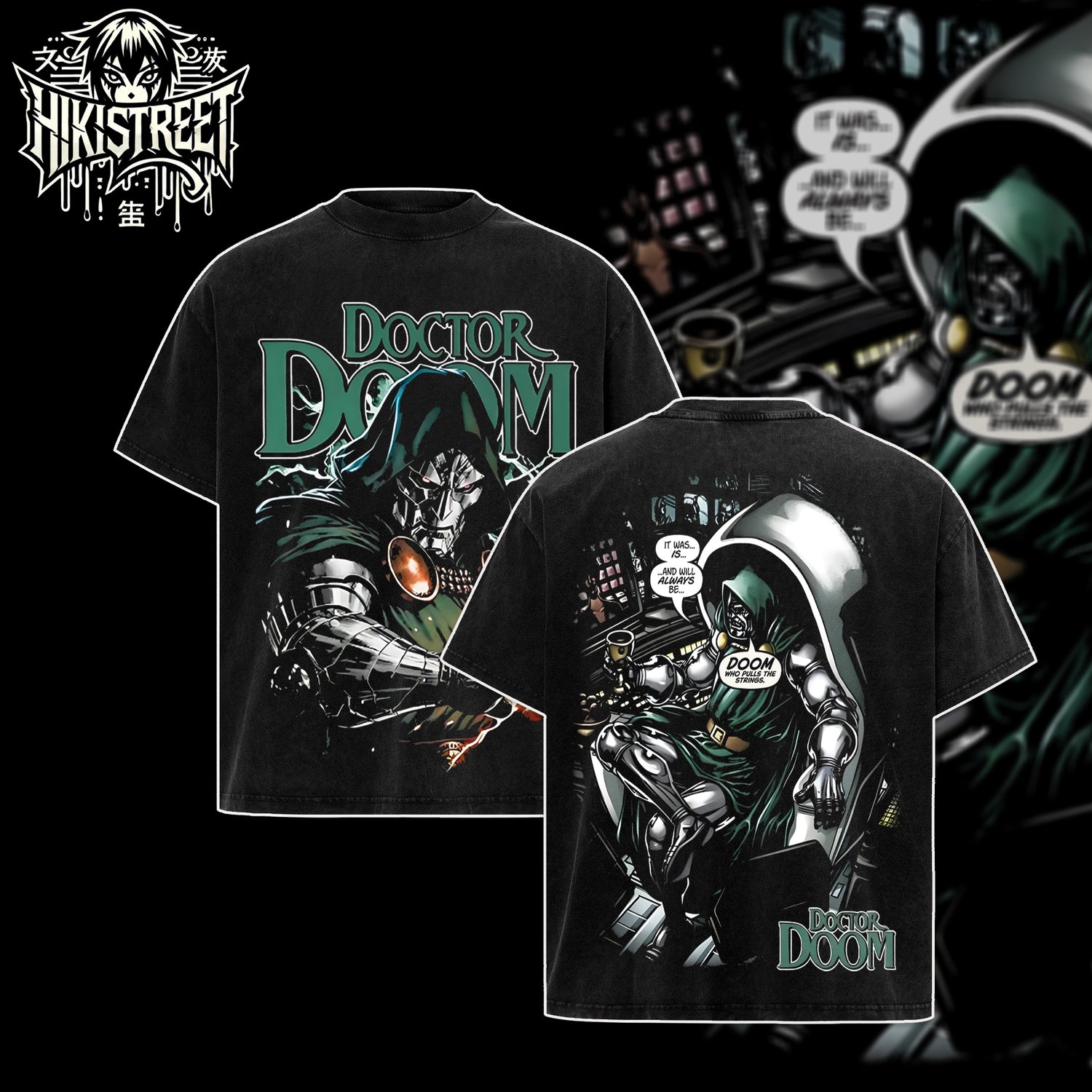 [HIKISTREET] Vintage Doctor Doom V2 Acid Washed T-Shirt, MCU Merch, Comics Washed Oversized Tee, Aesthetic Comics Streetwear Gift