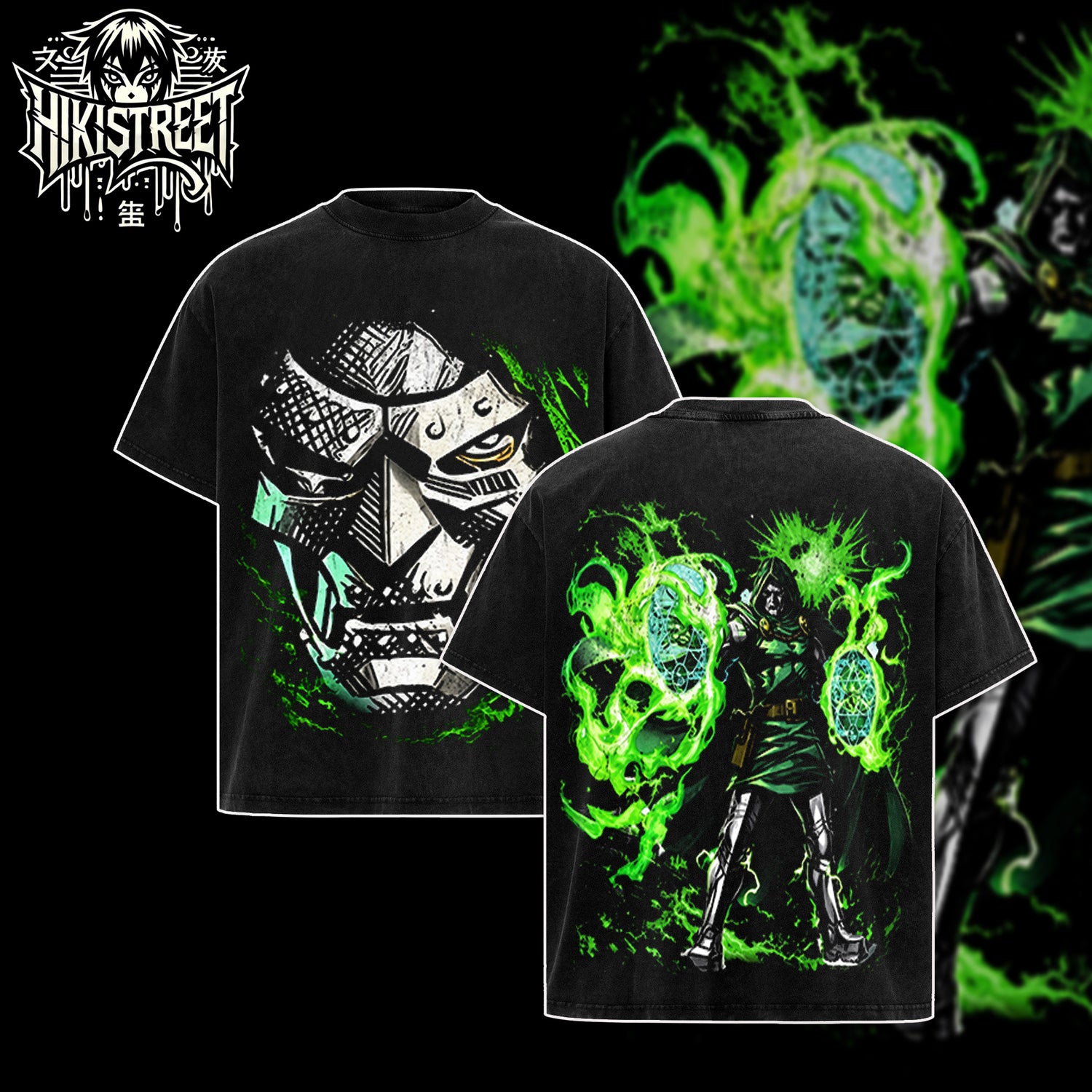 [HIKISTREET] Vintage Doctor Doom V3 Acid Washed T-Shirt, MCU Merch, Comics Washed Oversized Tee, Aesthetic Comics Streetwear Gift