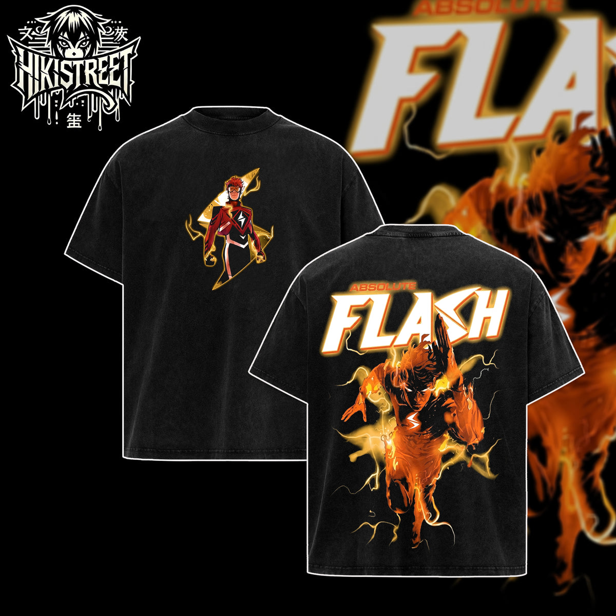 [HIKISTREET] Vintage Absolute Flash Acid Washed T-Shirt, DC Merch, Comics Washed Oversized Tee, Aesthetic Comics Streetwear Gift