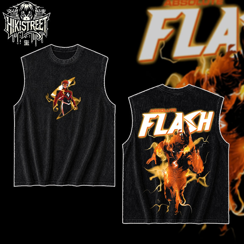 [HIKISTREET] Vintage Absolute Flash Acid Washed T-Shirt, DC Merch, Comics Washed Oversized Tee, Aesthetic Comics Streetwear Gift