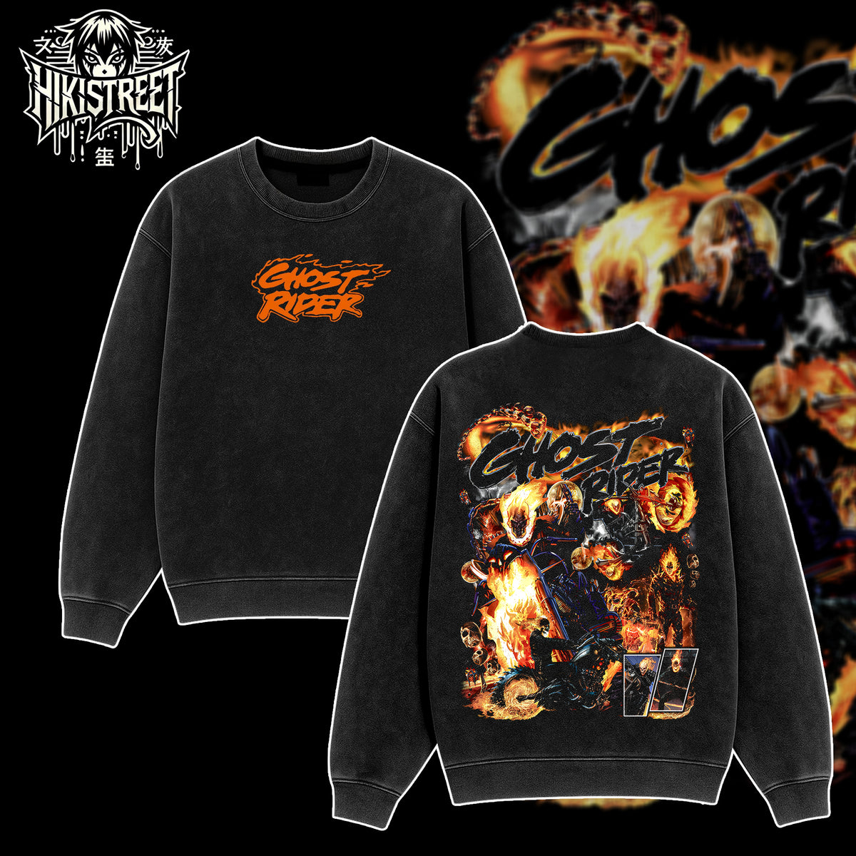 [HIKISTREET] Vintage Ghost Rider Acid Washed T-Shirt, MCU Merch, Comics Washed Oversized Tee, Aesthetic Comics Streetwear Gift