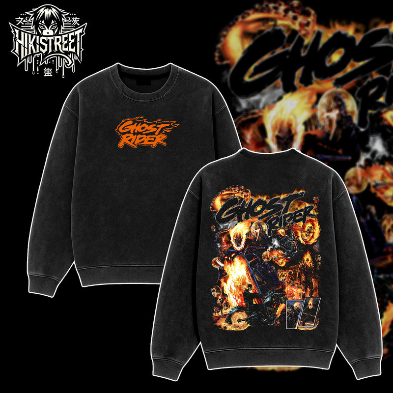 [HIKISTREET] Vintage Ghost Rider Acid Washed T-Shirt, MCU Merch, Comics Washed Oversized Tee, Aesthetic Comics Streetwear Gift