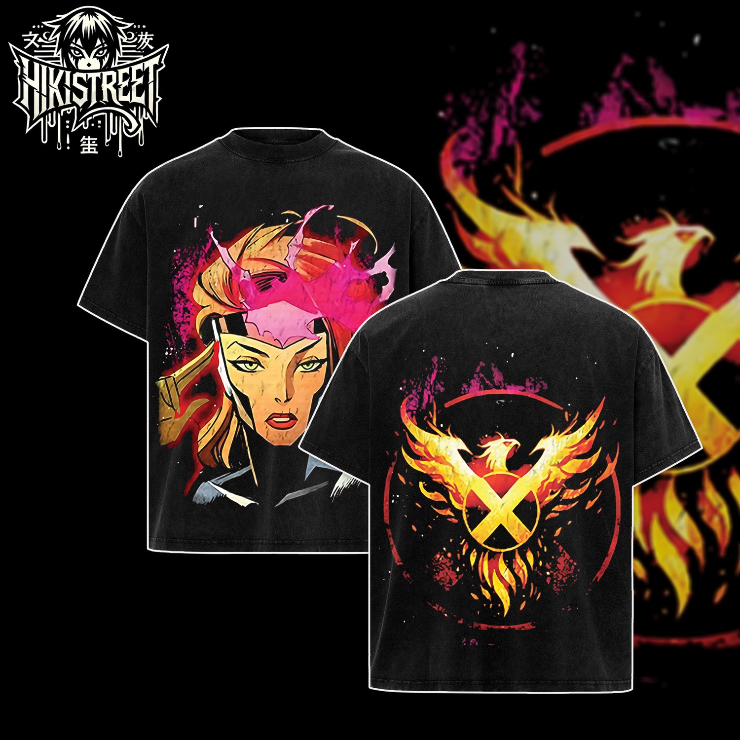 [HIKISTREET] Vintage Jean Grey The X-Men Acid Washed T-Shirt, MCU Merch, Comics Washed Oversized Tee, Aesthetic Comics Streetwear Gift