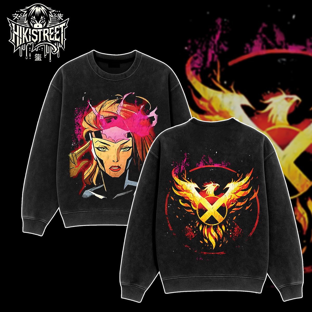 [HIKISTREET] Vintage Jean Grey The X-Men Acid Washed T-Shirt, MCU Merch, Comics Washed Oversized Tee, Aesthetic Comics Streetwear Gift