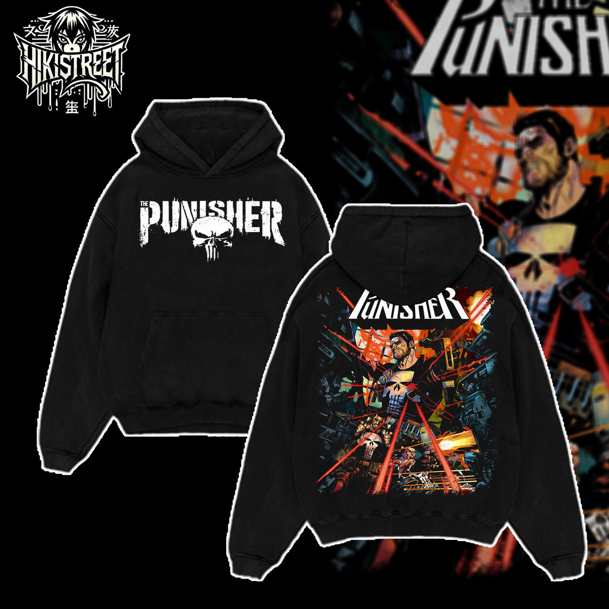 [HIKISTREET] Vintage The Punisher Acid Washed T-Shirt, MCU Merch, Comics Washed Oversized Tee, Aesthetic Comics Streetwear Gift