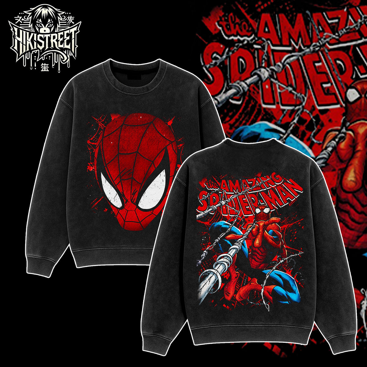 [HIKISTREET] Vintage The Amazing Spiderman V2 Acid Washed T-Shirt, MCU Merch, Comics Washed Oversized Tee, Aesthetic Comics Streetwear Gift