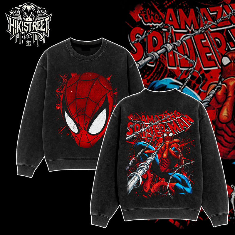 [HIKISTREET] Vintage The Amazing Spiderman V2 Acid Washed T-Shirt, MCU Merch, Comics Washed Oversized Tee, Aesthetic Comics Streetwear Gift