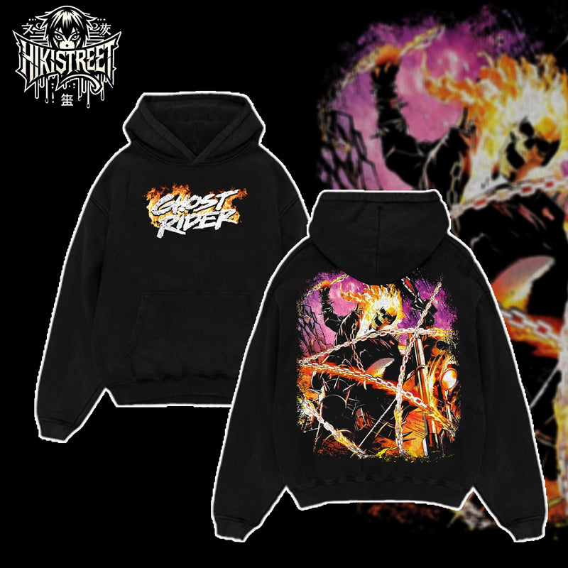 [HIKISTREET] Vintage Ghost Rider V2 Acid Washed T-Shirt, MCU Merch, Comics Washed Oversized Tee, Aesthetic Comics Streetwear Gift