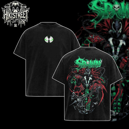 [HIKISTREET] Vintage Spawn Acid Washed T-Shirt, DC Merch, Comics Washed Oversized Tee, Aesthetic Comics Streetwear Gift