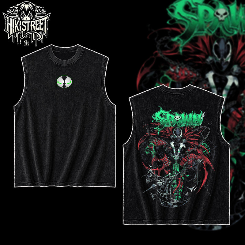 [HIKISTREET] Vintage Spawn Acid Washed T-Shirt, DC Merch, Comics Washed Oversized Tee, Aesthetic Comics Streetwear Gift