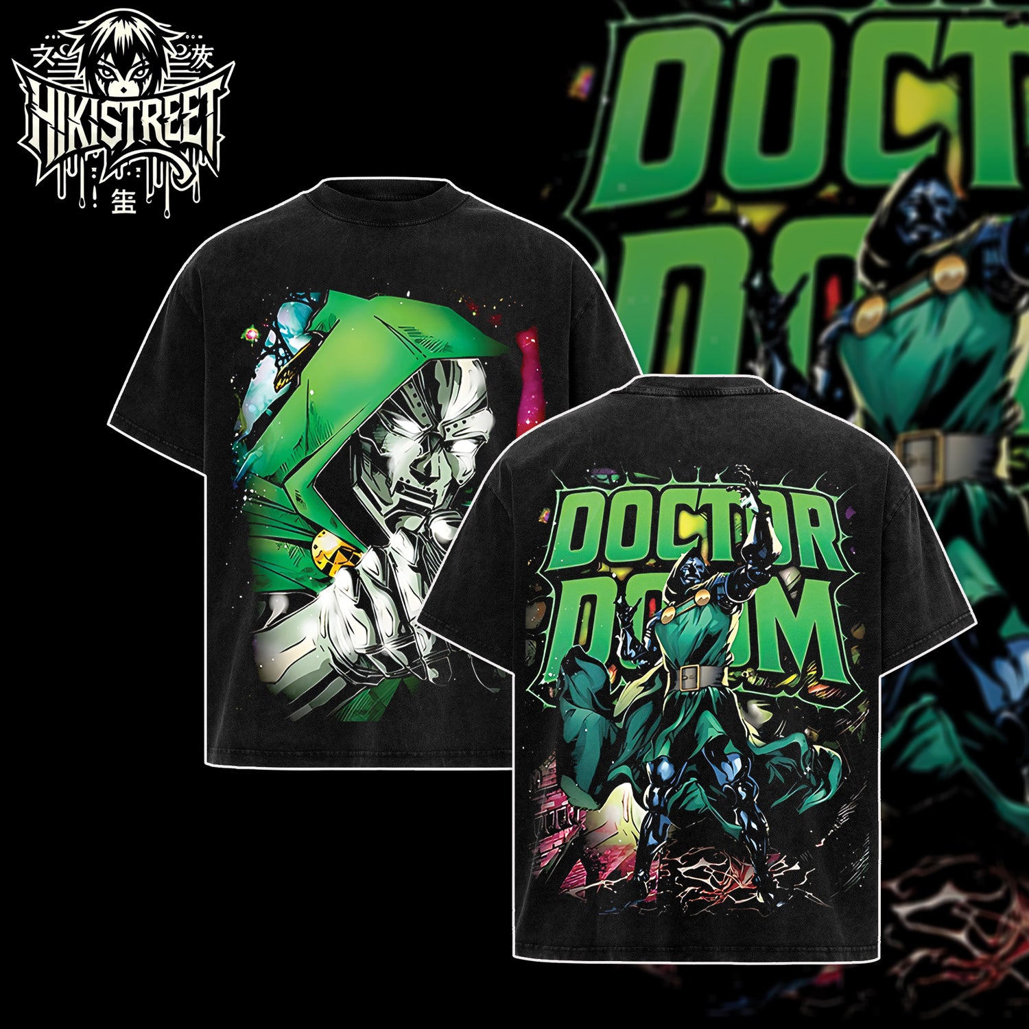 [HIKISTREET] Vintage Doctor Doom V4 Acid Washed T-Shirt, MCU Merch, Comics Washed Oversized Tee, Aesthetic Comics Streetwear Gift