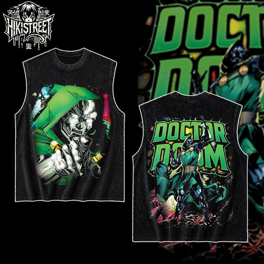 [HIKISTREET] Vintage Doctor Doom V4 Acid Washed T-Shirt, MCU Merch, Comics Washed Oversized Tee, Aesthetic Comics Streetwear Gift