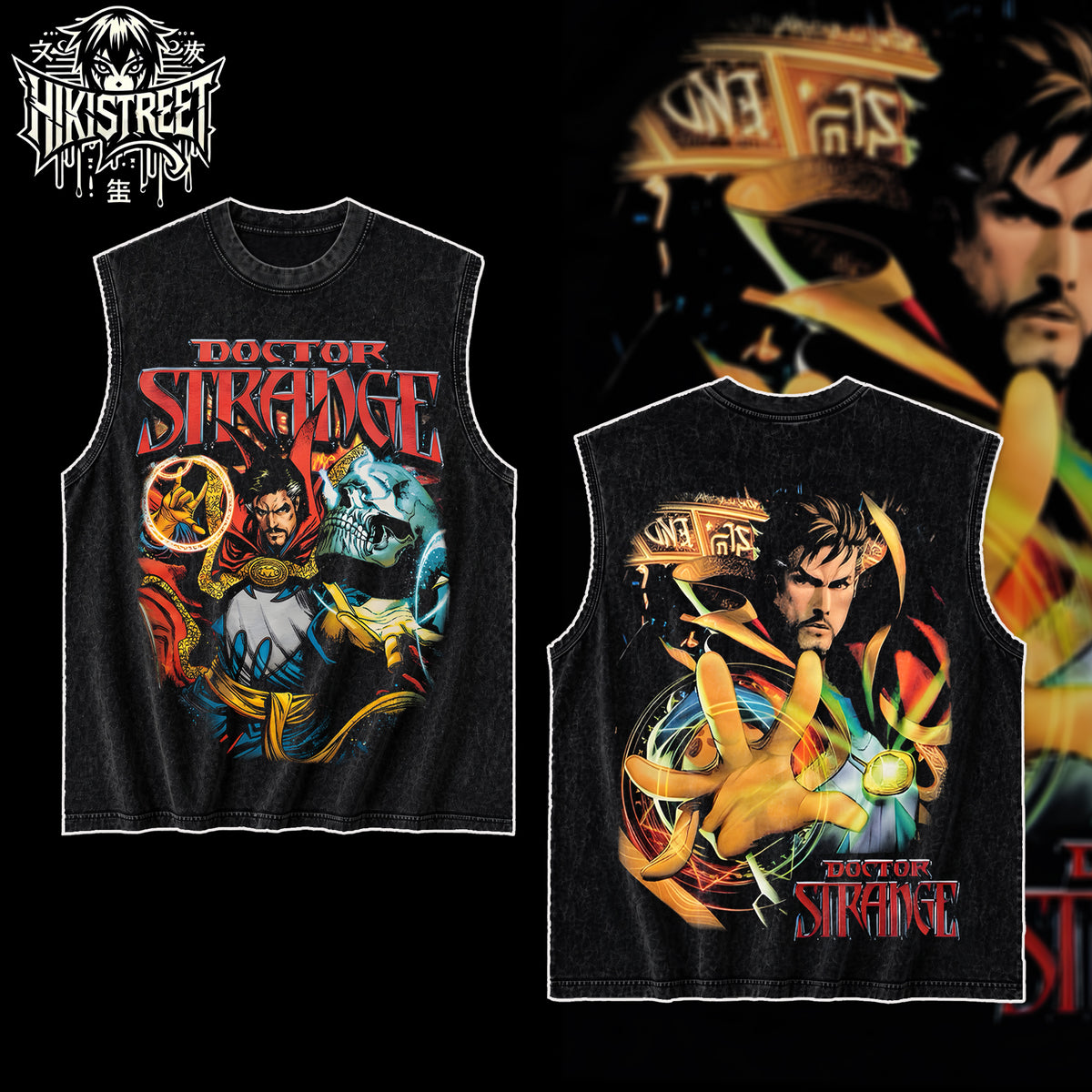 [HIKISTREET] Vintage Doctor Strange Acid Washed T-Shirt, MCU Merch, Comics Washed Oversized Tee, Aesthetic Comics Streetwear Gift