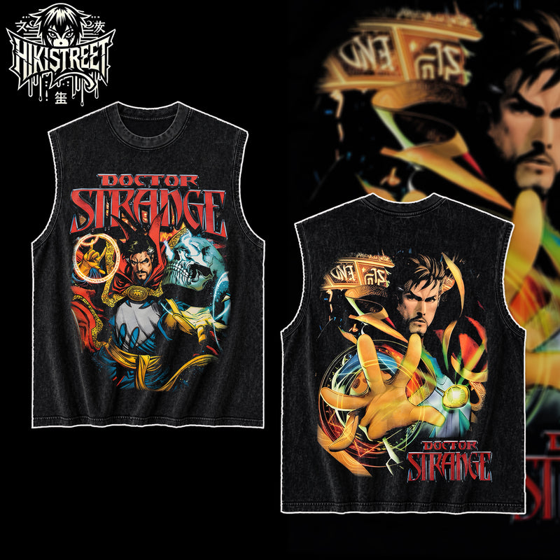 [HIKISTREET] Vintage Doctor Strange Acid Washed T-Shirt, MCU Merch, Comics Washed Oversized Tee, Aesthetic Comics Streetwear Gift