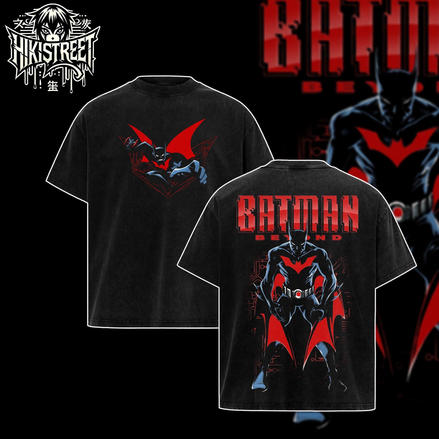 [HIKISTREET] Vintage Batman Beyond Acid Washed T-Shirt, DC Merch, Comics Washed Oversized Tee, Aesthetic Comics Streetwear Gift