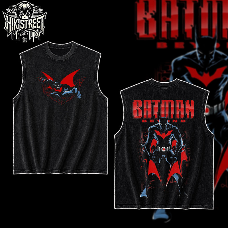 [HIKISTREET] Vintage Batman Beyond Acid Washed T-Shirt, DC Merch, Comics Washed Oversized Tee, Aesthetic Comics Streetwear Gift