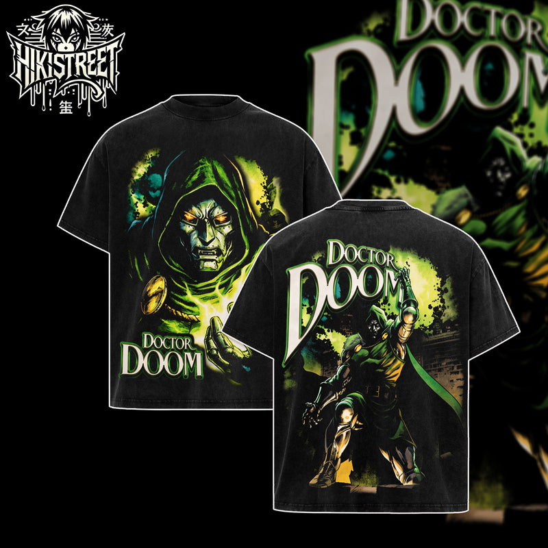 [HIKISTREET] Vintage Victor Von Doom Acid Washed T-Shirt, MCU Merch, Comics Washed Oversized Tee, Aesthetic Comics Streetwear Gift