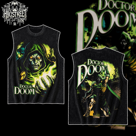 [HIKISTREET] Vintage Victor Von Doom Acid Washed T-Shirt, MCU Merch, Comics Washed Oversized Tee, Aesthetic Comics Streetwear Gift