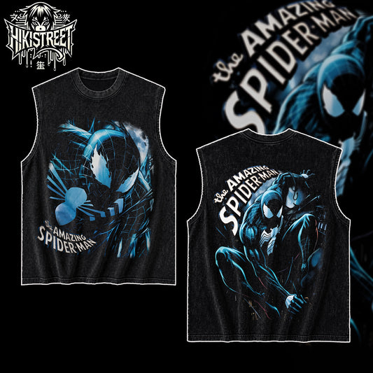 [HIKISTREET] Vintage The Amazing Spider Man V3 Acid Washed T-Shirt, MCU Merch, Comics Washed Oversized Tee, Aesthetic Comics Streetwear Gift