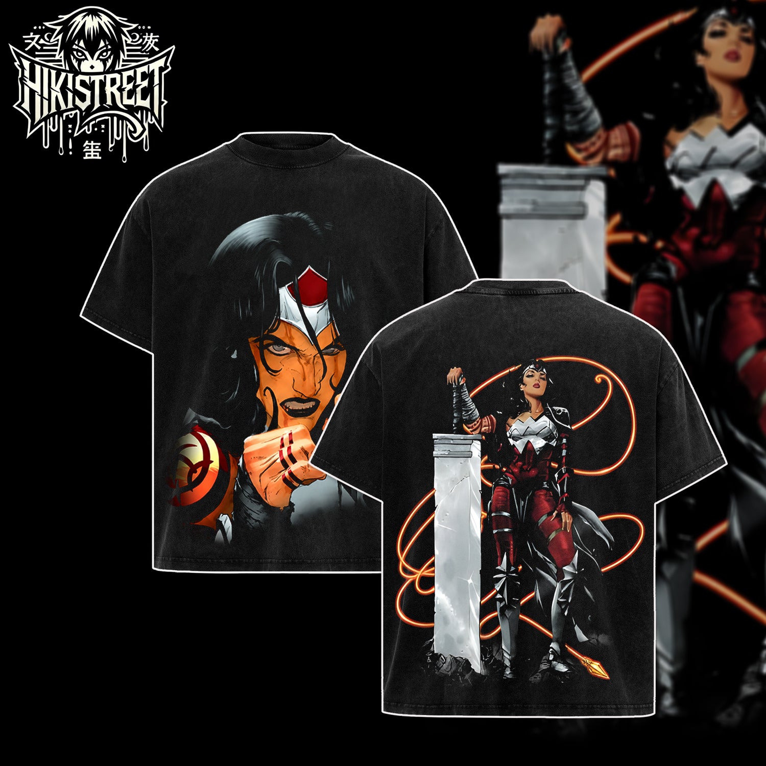 [HIKISTREET] Vintage Absolute Wonder Woman Acid Washed T-Shirt, DC Merch, Comics Washed Oversized Tee, Aesthetic Comics Streetwear Gift