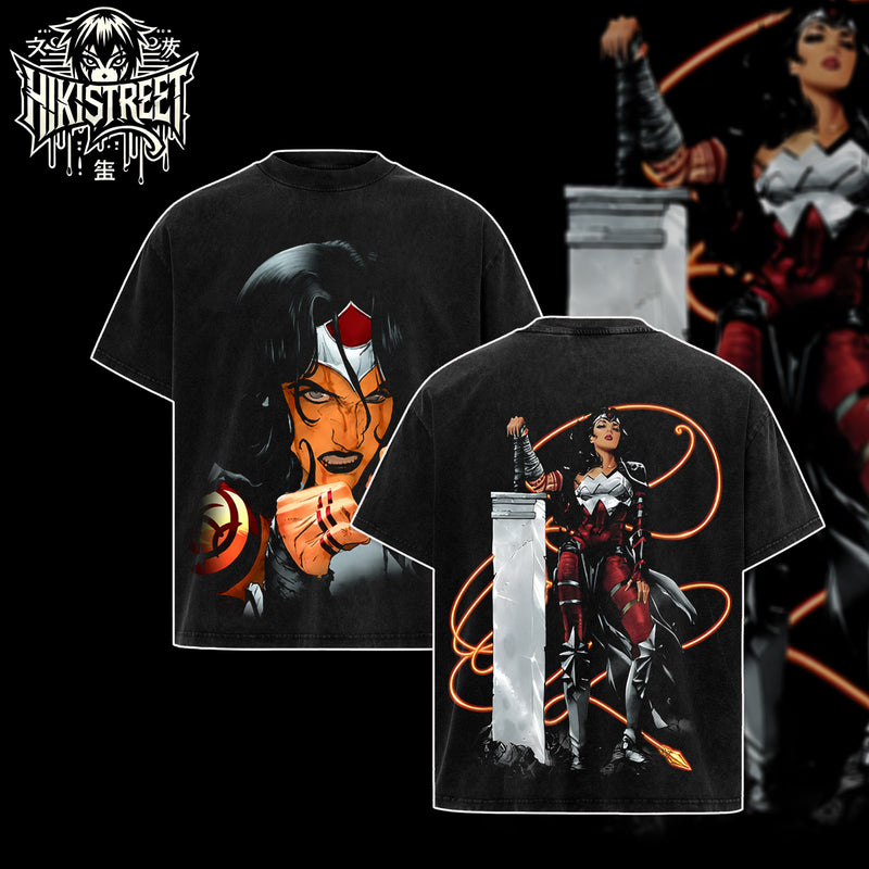 [HIKISTREET] Vintage Absolute Wonder Woman Acid Washed T-Shirt, DC Merch, Comics Washed Oversized Tee, Aesthetic Comics Streetwear Gift