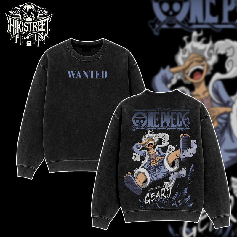 [HIKISTREET] Vintage Luffy Gear 5 Acid Washed T-Shirt, One Piece Merch, Anime Washed Oversized Tee, Aesthetic Anime Streetwear Gift