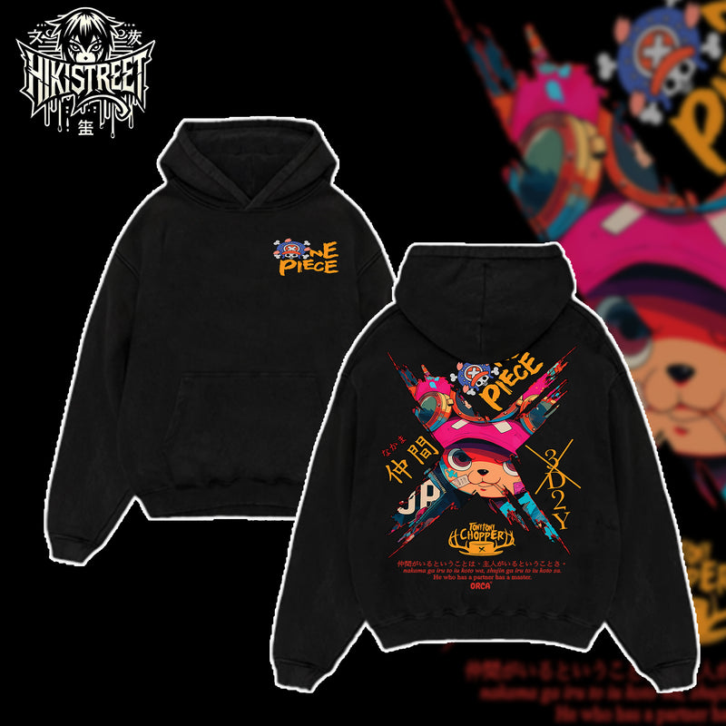 [HIKISTREET] Vintage Tony Tony Chopper Acid Washed T-Shirt, One Piece Merch, Anime Washed Oversized Tee, Aesthetic Anime Streetwear Gift